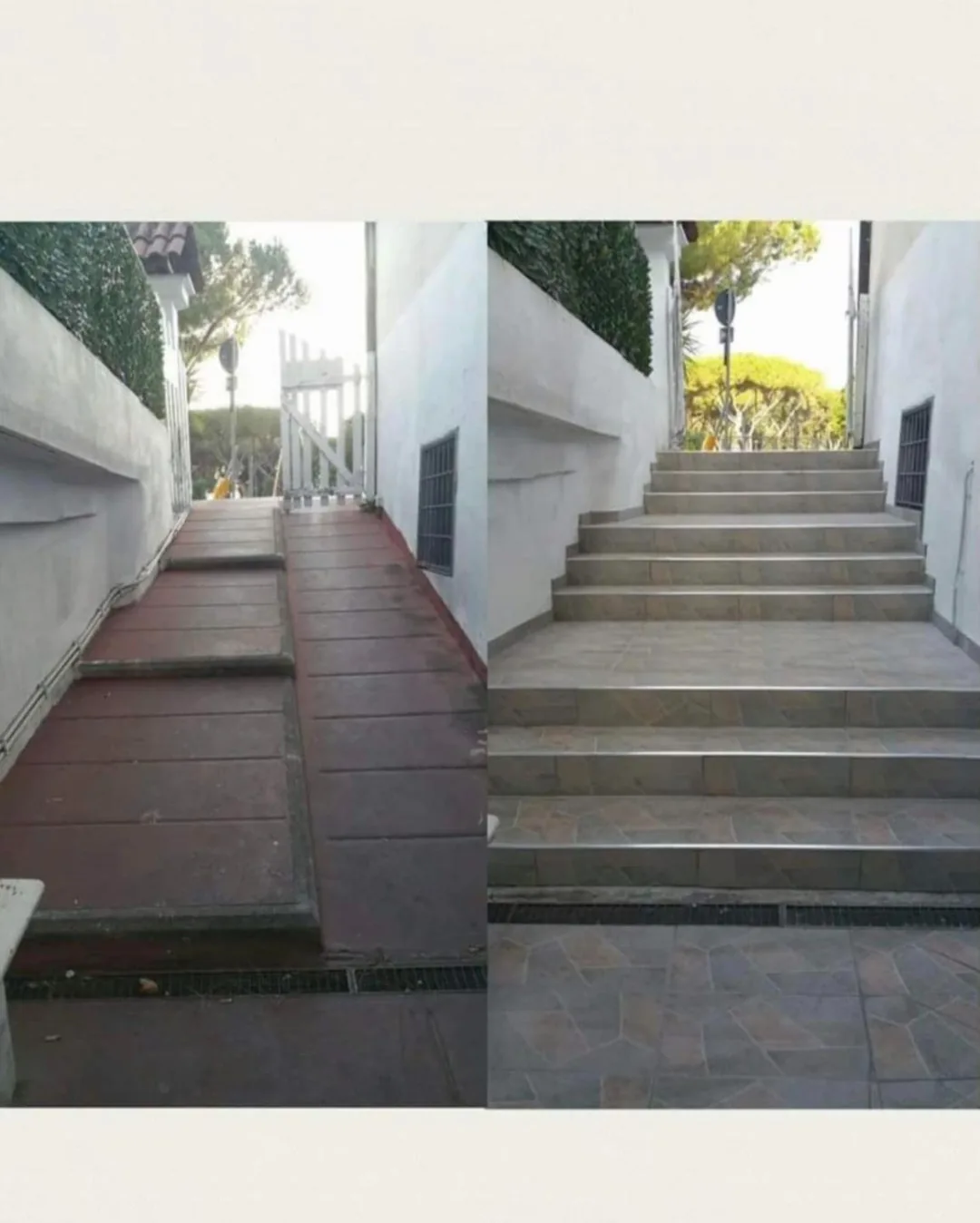 Scala condominiale con pavimentazione rinnovata a Roma